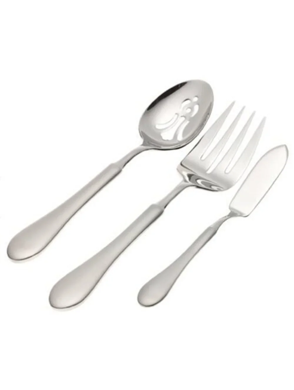 New Yamazaki Mandolin Glo Stainless 3 pc Serving Set -Meat Fork, Pierced, Butter